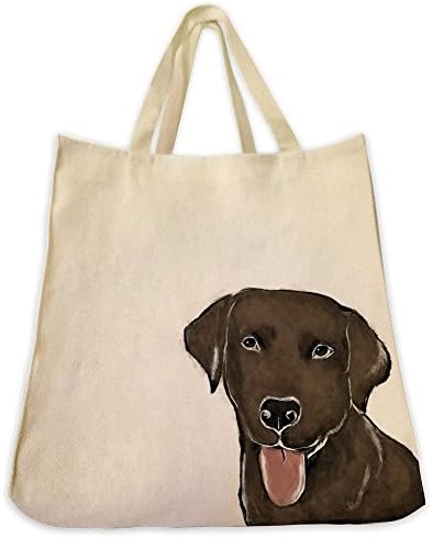 Dog Cat and Pet Tote Bags - Over 250 Different Breeds and Animal Designs to Choose From - Extra Large Reusable Canvas Over the Shoulder Handbags (Chocolate Labrador Retriever)