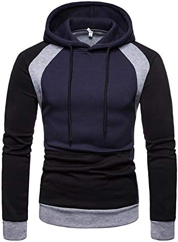 Patchwork Sweatshirts BOOMJIU Mens Cowl Neck Pullover Hoodies Drawstring Sweater Long Sleeve Casual Blouses Tops