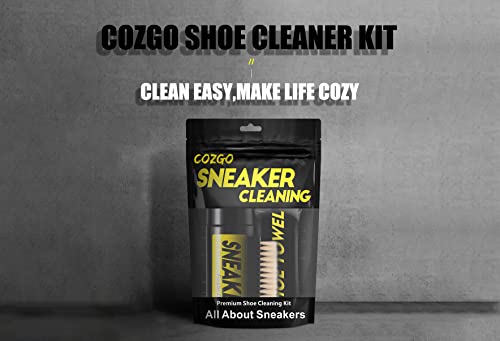 COZGO Shoe Cleaner Kit for Sneaker, Water-Free Foam Sneaker Cleaner 5.3Oz with Shoe Brush and Shoe Cloth,Work on Most Shoes