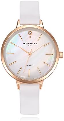 Women's Wrist Watches, Ladies Watch Girls Elegant Quartz Wristwatch with Unique Mother-of-Pearl Dial Genuine Leather Strap Waterproof, Perfect for All Outfit and Occasion-Blue/Pink/Black/Purple/White