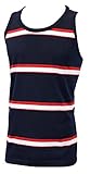 Enimay Men's Casual Solid Striped Tank Top Summer Muscle Shirt Gym Beach Workout Navy X-large