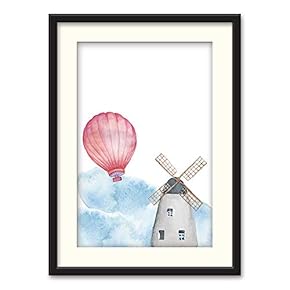 Black Framed Canvas Wall Art Cartoon Painting Home Artwork Decoration for Living Room, Bedroom - 23x31 inches