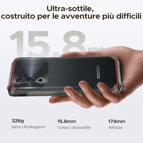 Blade 10 Power Rugged Smartphone Android 16, 10300mAh, 24GB+256GB Telefono Indistruttibile, 90Hz 6.6" HD+IPS, 50MP+8MP Smartphone Rugged, Triple Card Slot,Fingerprint ID/Face Unlock/NFC/OTG, Nero