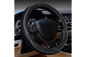 iolory 15 Inch Car Leather Steering Wheel Cover,Car Accessories,Breathable Anti-Slip Auto Steering Wheel Wrap Protector,Elast