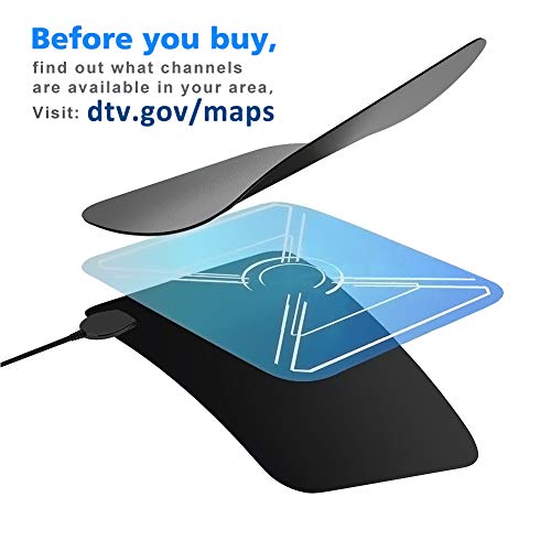 Amplified HD Digital Indoor TV Antenna with 2019 Newest Powerful Amplifier Signal Booster Support 4K 1080P 60-120 Miles Range Digital Antenna for HDTV Free View Channels - Thumbnail 2