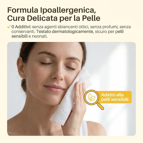 FiorDior Disposable Face Towels 100% Cotton, 300 Pieces 20 x 20 cm, 75 g/m², Dry Wipes with Pearl Texture, Soft and Durable, Fragrance Free, Dry or Wet Use