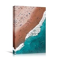 Canvas Wall Art Coastal Aerial View Beach Beach Blue Coastal Cool Photography Relax/Calm - 12x18 inches