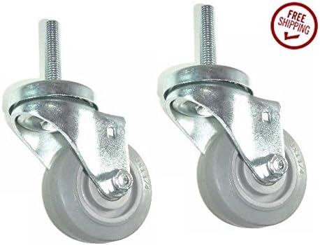 (Two)Clearance Swivel Stem Casters with 3" TPR Soft Wheel 600# Total Capacity & 1/2" Threaded Stem (Overall Wheel Size 3" Diameter x 1-1/4" Wide )