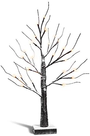 Zanflare Snow Birch Tree Lights, 0.6M/23.6 Inch 24 LEDs Battery Operated Desk Tree Light, Warm White Bonsai Tree Light, Birch Twig Tree for Christmas, New Year, Home, Party, Birthday, Wedding