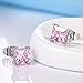 GULICX Silver Tone 7mm Square Cubic Zirconia Stud Huggie Earrings Pink for Girl Women