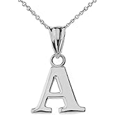 .925 Sterling Silver Dangling Initial Letter A Charm Pendant with Rolo Chain - 18"
