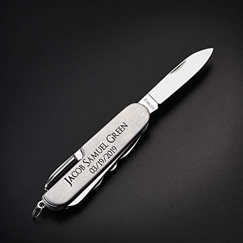 Custom Engraved 11 in 1 Multi-Purpose Stainless Steel Folding Pocket Tool Knife - Personalized Groomsmen Gift - Thumbnail 3