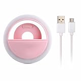 Hunputa Ring Light For Camera Rechargable Battery Selfie LED Camera Light 36 LED For iPhone /Sumsung Galaxy (Pink)