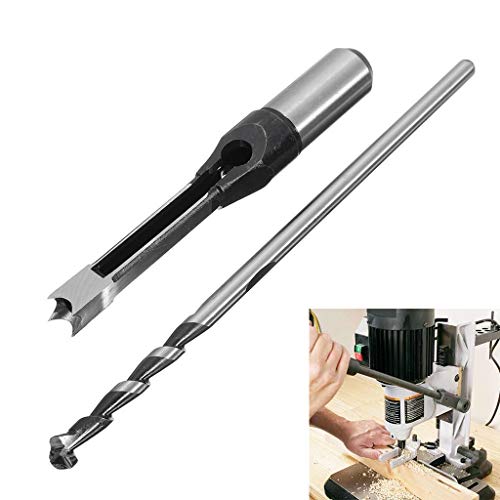 Ljnuanrg Woodworking Square Hole Drilling,Square Hole Mortiser Drill Bit Mortising Chisel Electric Drill Tools (Silver, 12.7mm)