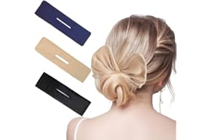 PMRXSETD 3 Pieces Deft Hair Bun Maker for Twister - Lazy Hair Curler Deft Bun Fashionable Colors Strong Flexible Bow Maker, Cute French Twist Hair Tool for Women & Girls Hairstyle (Black, Navy, Khaki)