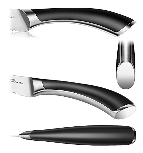 image for WELLSTAR Steak Knife Set of 4, Serrated Rust Resistant German Stainles