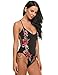 Zeagoo Women Sexy Rose Embroidery Spaghetti Straps Backless Bodysuit Romper