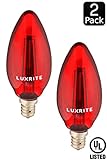 Luxrite LR21260 (2-Pack) RED LED Filament Candelabra Light Bulb, 4-Watt Equivalent to 40w Incandescent, Bright Red Color, 350 Lumens, 15,000 Hr Life, E12 Candelabra Base