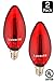 Luxrite LR21260 (2-Pack) RED LED Filament Candelabra Light Bulb, 4-Watt Equivalent to 40w Incandescent, Bright Red Color, 350 Lumens, 15,000 Hr Life, E12 Candelabra Base