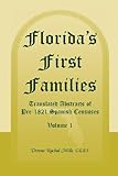 Front cover for the book Florida's First Families: Translated Abstracts of Pre-1821 Spanish Censuses by Donna Rachal Mills
