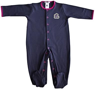 Unisex-Baby Pima Cotton Footed Coverall Sleep & Play Bodysuit Made In Peru (6, Navy/Fuchsia)