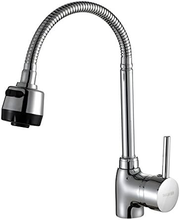 NGWALL- Faucet - Single Handle Sprayer Kitchen Sink Faucet One Hole 2 Faucets -360 Swivel Down Hot &amp; Cold - Faucet