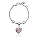 lauhonmin Niece Bangle Gift Family Pink Crystal Love Heart Pendant Beads Silver 8