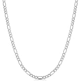 Verona Jewelers Sterling Silver 3.5MM-8MM Figaro Link Chain Necklace - Silver, Unisex, No Gemstone