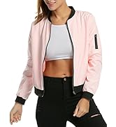 Zeagoo Women's Bomber Jacket Casual Coat Zip Up Outerwear Windbreaker with Pockets S-XXL