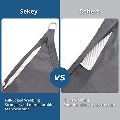 Sekey Sonnensegel Wasserdicht 3x4m Rechteckig mit Edelstahl Befestigungs Kit PES Polyester, Sonnenschutz 95% UV Schutz Windschutz Reißfest Wetterfest, für Balkon Garten, Anthrazit – Bild 5