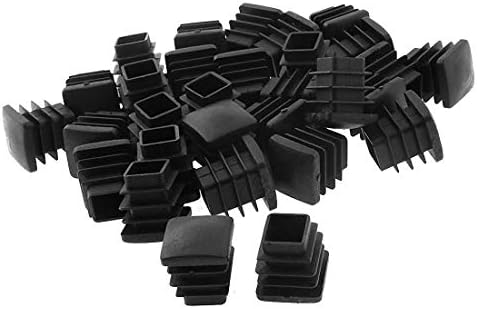 Gold Happy Square Table Chair Leg Feet Tube Pipe Insert Cap 16mmx16mm 30pcs Black