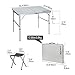 REDCAMP Folding Camping Table Adjustable, Portable Picnic Table with 2 Chairs, Aluminum White 35.4