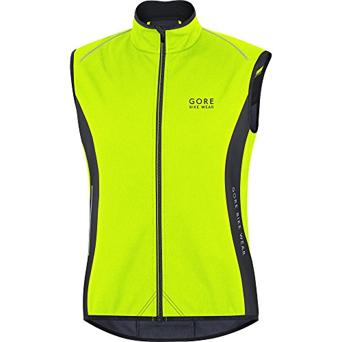GORE BIKE WEAR Men's Power WINDSTOPPER Soft Shell Thermo Vest, Neon Yellow/Black, Large