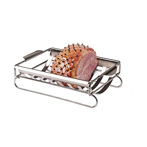 BBQ-Aid Rib Rack and Roasting Rack, Skewer Set Combo - Works for Cooking, Barbecue or Grilling Ribs or Shish Kebabs/Kebobs - Oven Safe - By