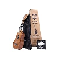 Kala Official Learn to Play Ukulele Soprano Starter Kit, Satin Mahogany - Includes online lessons, tuner app, and booklet (KALA-LTP-S)