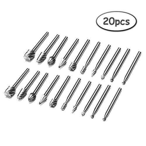 image for Yakamoz 2 Set of 10pcs 3mm 1/8 Inch Shank HSS Routing Router Bits Burr