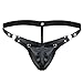 YiZYiF Men's Black Leather Look G-string Fetish Gay Briefs Underwear Swimwear (X-Large(waistline 32.0-42.0