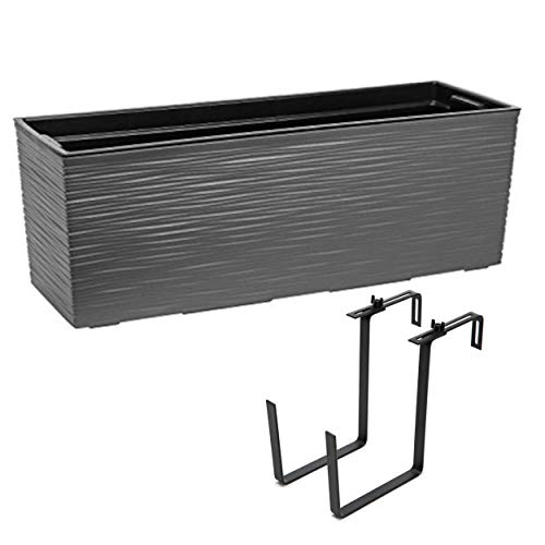 Balkonkasten Pflanzkasten Blumenkasten Wasserspeicher Kunststoff Geländerkasten flexible Metallhalterung…