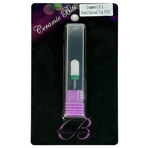 Beauticom Professional USA Ceramic White Smooth Top Small Barrel Bit Nail Drill (Grit: COARSE) 3/32" Shank Size