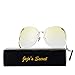 JOJO'S SECRET Oversized Square Sunglasses Metal Frame Flat Top Sunglasses JS009 (Gold/Transparent Red+Gold/Pink, 2.48)