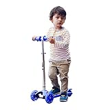 VOKUL Mini Kick Scooter for Kids Age 3 and Old Kick Glider 3 Wheel LED light with Adjustable Height for Childhood Fun - Excellent Stable Lean-to-Steer Mechanism