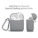 GMYLE AirPod Case, Silicone Protective Cover Skins with Keychain for Airpods Earbuds Wireless Charging Case, Accessories Set Compatible with Apple AirPods 2 & 1, Ash Grey [Front LED Visible]