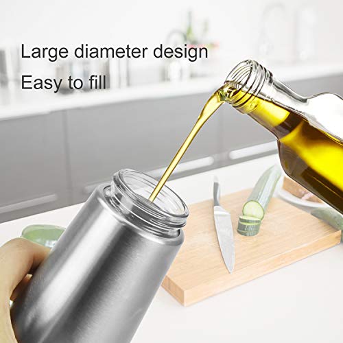 Oil and Vinegar Dispenser Set, Vakoo Stainless Steel Kitchen Oil Dispenser, 8oz Olive Oil Dispenser and Vinegar Dispenser (2 Pack) - Thumbnail 2