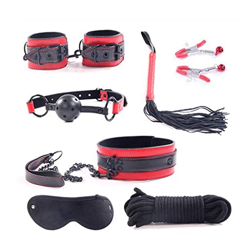 GLUSa 7pcs R’estraints Kit Under Bed Bondage Under The Bed S’ex Bondage System Set Bed Réstraints Sex Leather Ankle Cuffs Set for Male Jeans Sunglass