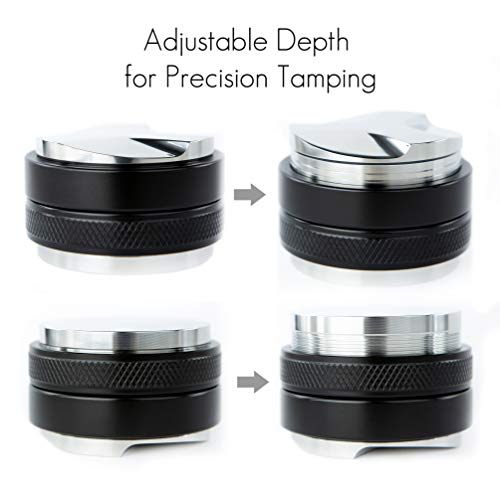 53mm Coffee Distributor/Leveler & Tamper, Fits 54mm Breville Portafilter, Double Sided, Adjustable Depth