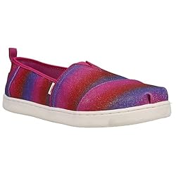 TOMS Kids Girls Alpargata Glitter Slip On Flats