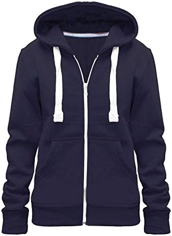 Womens Ladies Plain Color Zip Hoodie Hoody Sweatshirt Top Coat Jacket