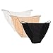 Ekouaer Soft Breathable Brief Panties Thong Underwear For Women 3 Pack,Black/White/Nude,Small