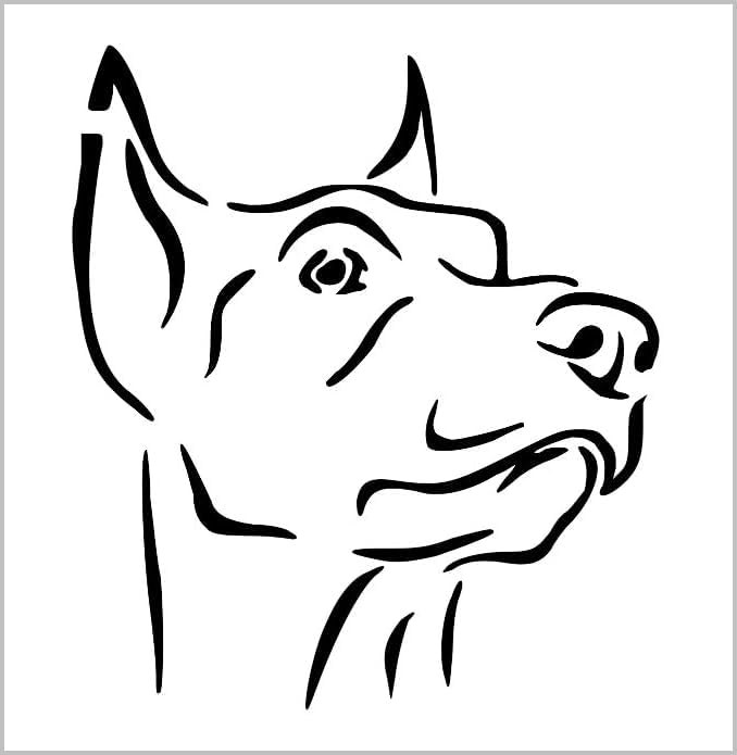 Mixed Media - Doberman Stencil 4 Inch Dog Breed Face Reusable Sheet for DIY craft crafting card making cookie cake airbrushing small miniature design MIN15