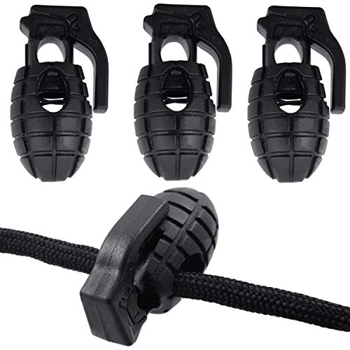 Shells Strong Spring Loaded Stop Sliding Cord Locks Fastener Slider Toggles End Cord Lock Stopper Buttons for Camping & Hiking, Shoelace Replacement, Sports, Backpacks (Black) - Thumbnail 7